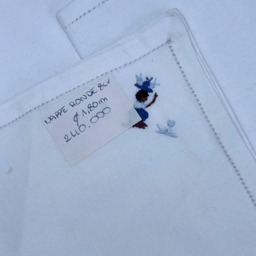 Vintage Hand-Embroidered Linen‎ Napkins – Whimsical Folk Art Figures – Set of 4